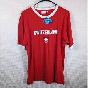 Switzerland L Shirt Unisex Red Edelweiss NWT Souvenir Soccer Tee 100% Cotton